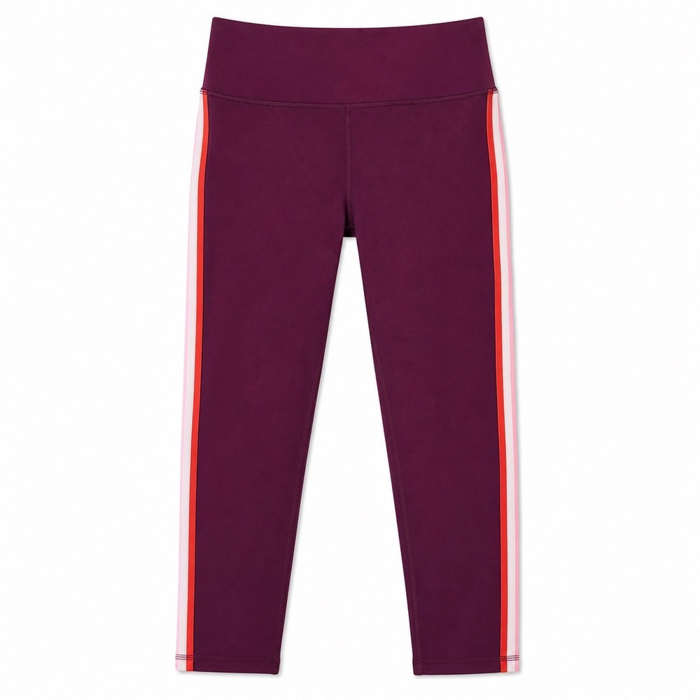 Athleta Side‎ Stripe Capri Leggings Burgundy High Rise Small